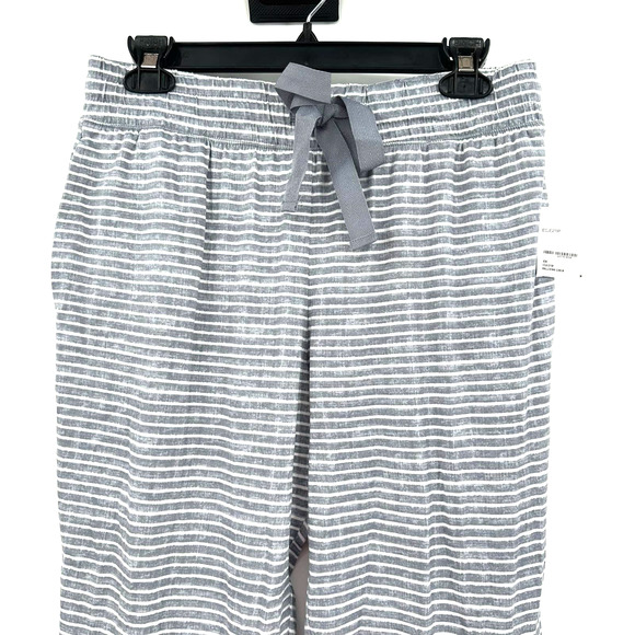 NWT size medium gray white‎ striped jogger sweats pajama bottoms pants tie waist - Picture 3 of 5
